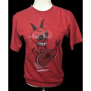Karani Art Glitter Devil Playing Guitar Red Shirt Size Small